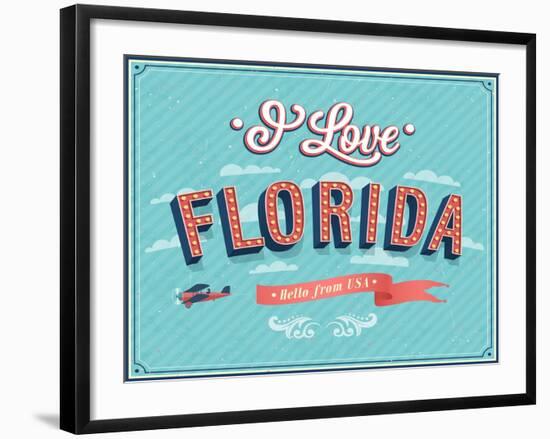 Vintage Greeting Card From Florida - Usa-MiloArt-Framed Art Print