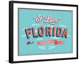 Vintage Greeting Card From Florida - Usa-MiloArt-Framed Art Print