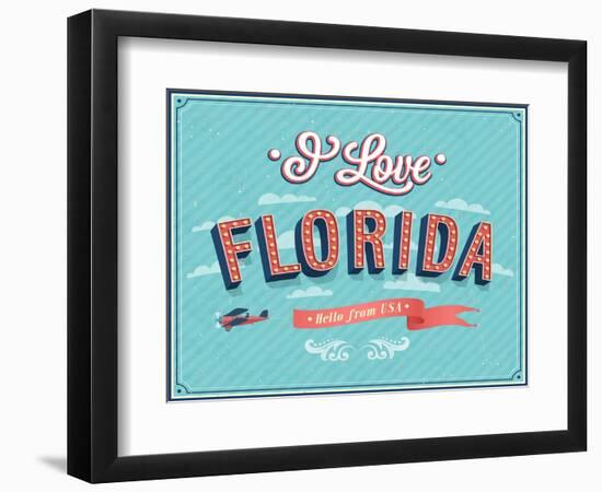 Vintage Greeting Card From Florida - Usa-MiloArt-Framed Art Print