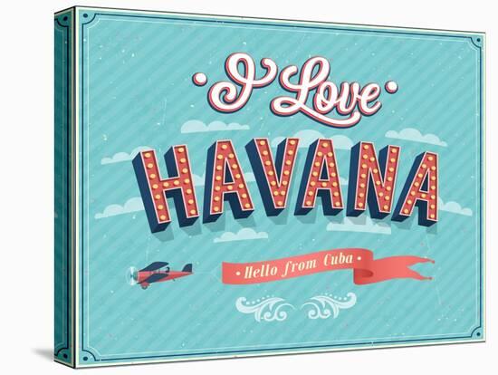 Vintage Greeting Card From Havana - Cuba-MiloArt-Stretched Canvas