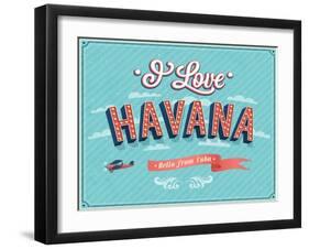 Vintage Greeting Card From Havana - Cuba-MiloArt-Framed Art Print