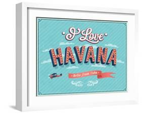 Vintage Greeting Card From Havana - Cuba-MiloArt-Framed Art Print