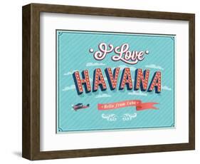 Vintage Greeting Card From Havana - Cuba-MiloArt-Framed Art Print