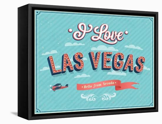 Vintage Greeting Card From Las Vegas - Nevada-MiloArt-Framed Stretched Canvas