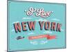 Vintage Greeting Card From New York - Usa-MiloArt-Mounted Art Print