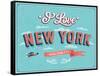 Vintage Greeting Card From New York - Usa-MiloArt-Framed Stretched Canvas