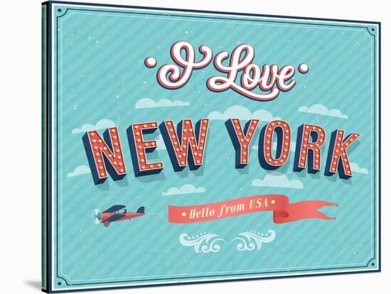 Vintage Greeting Card From New York - Usa-MiloArt-Stretched Canvas
