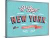 Vintage Greeting Card From New York - Usa-MiloArt-Stretched Canvas