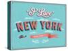 Vintage Greeting Card From New York - Usa-MiloArt-Stretched Canvas