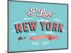 Vintage Greeting Card From New York - Usa-MiloArt-Mounted Art Print