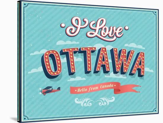 Vintage Greeting Card From Ottawa - Canada-MiloArt-Stretched Canvas