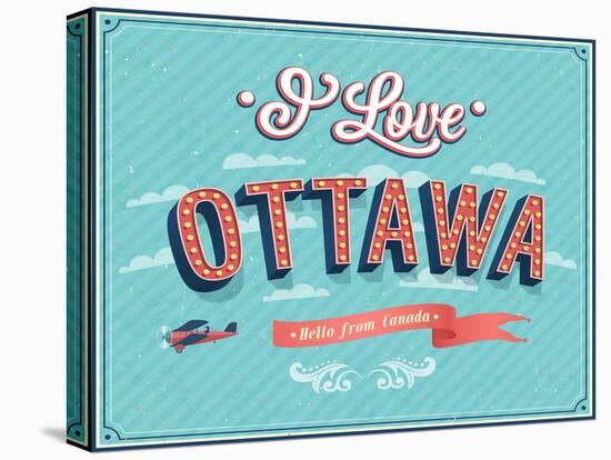 Vintage Greeting Card From Ottawa - Canada-MiloArt-Stretched Canvas