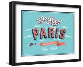 Vintage Greeting Card From Paris - France-MiloArt-Framed Art Print