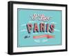 Vintage Greeting Card From Paris - France-MiloArt-Framed Art Print