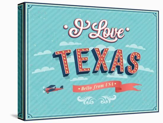 Vintage Greeting Card From Texas - Usa-MiloArt-Stretched Canvas