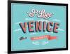 Vintage Greeting Card From Venice - Italy-MiloArt-Framed Art Print