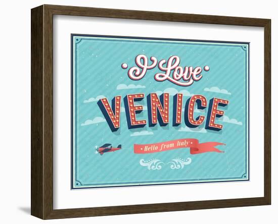 Vintage Greeting Card From Venice - Italy-MiloArt-Framed Art Print