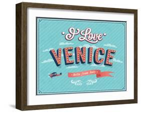 Vintage Greeting Card From Venice - Italy-MiloArt-Framed Art Print