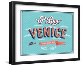 Vintage Greeting Card From Venice - Italy-MiloArt-Framed Art Print