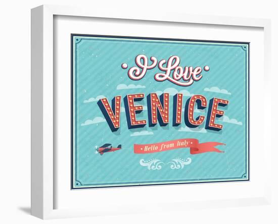 Vintage Greeting Card From Venice - Italy-MiloArt-Framed Art Print