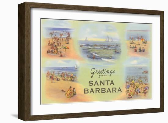 Vintage Greetings from Santa Barbara-null-Framed Art Print