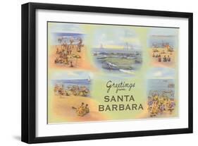 Vintage Greetings from Santa Barbara-null-Framed Art Print