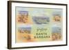 Vintage Greetings from Santa Barbara-null-Framed Art Print