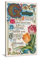 Vintage Greetings with Tulips-null-Stretched Canvas
