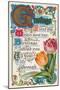 Vintage Greetings with Tulips-null-Mounted Premium Giclee Print