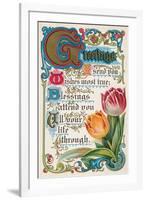 Vintage Greetings with Tulips-null-Framed Art Print