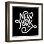 Vintage Hand Lettered Textured New York City T Shirt Apparel Fashion Print. Retro Old School Tee Gr-Tortuga-Framed Art Print