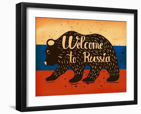 Vintage Handlettering Poster on the Topic of Tourism. the Silhouette of a Wild Bear with Text on Th-Alena Dubinets-Framed Art Print