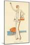 Vintage Haute Couture Beach Wear-null-Mounted Art Print