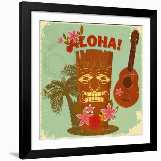 Vintage Hawaiian Postcard-elfivetrov-Framed Art Print