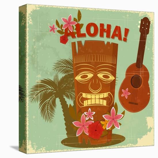 Vintage Hawaiian Postcard-elfivetrov-Stretched Canvas