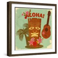 Vintage Hawaiian Postcard-elfivetrov-Framed Art Print