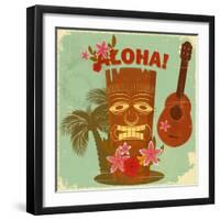 Vintage Hawaiian Postcard-elfivetrov-Framed Art Print