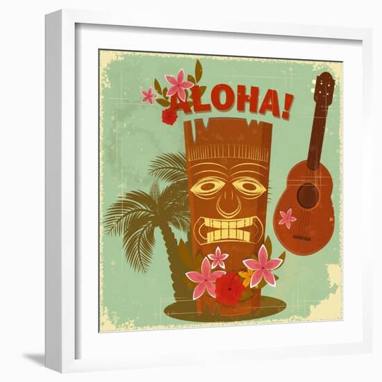 Vintage Hawaiian Postcard-elfivetrov-Framed Art Print