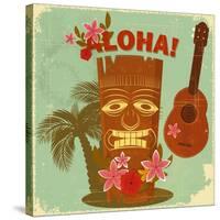 Vintage Hawaiian Postcard-elfivetrov-Stretched Canvas