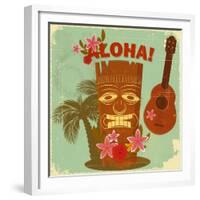 Vintage Hawaiian Postcard-elfivetrov-Framed Premium Giclee Print