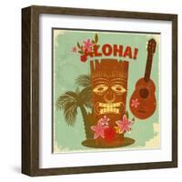 Vintage Hawaiian Postcard-elfivetrov-Framed Art Print