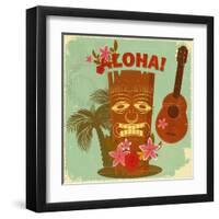 Vintage Hawaiian Postcard-elfivetrov-Framed Art Print