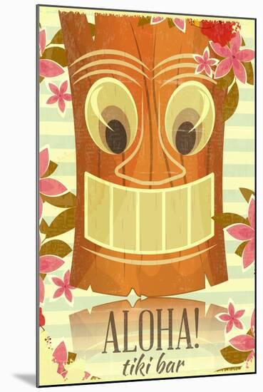 Vintage Hawaiian Tiki Postcard-elfivetrov-Mounted Art Print