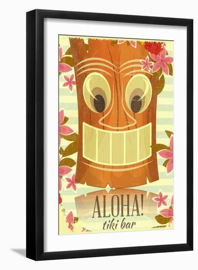 Vintage Hawaiian Tiki Postcard-elfivetrov-Framed Art Print