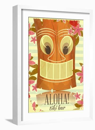 Vintage Hawaiian Tiki Postcard-elfivetrov-Framed Art Print