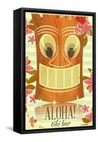 Vintage Hawaiian Tiki Postcard-elfivetrov-Framed Stretched Canvas