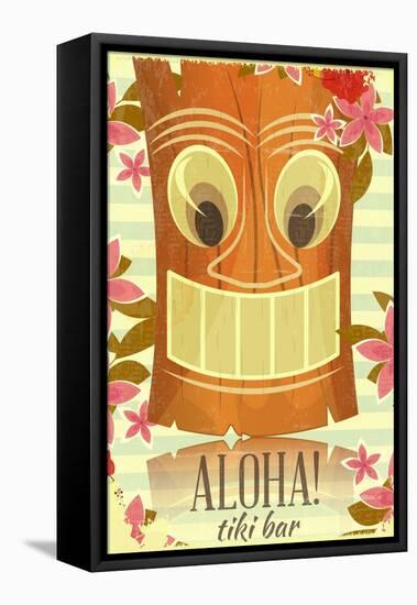 Vintage Hawaiian Tiki Postcard-elfivetrov-Framed Stretched Canvas