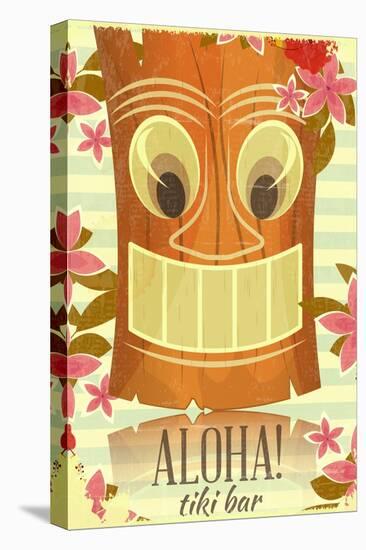 Vintage Hawaiian Tiki Postcard-elfivetrov-Stretched Canvas