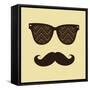 Vintage Hipster Background. Sunglasses and Mustache.-AnnaKukhmar-Framed Stretched Canvas