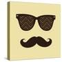 Vintage Hipster Background. Sunglasses and Mustache.-AnnaKukhmar-Stretched Canvas